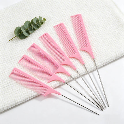 Professional Hair Tail Combs Stainless Steel Salon Cut Styling Comb Spiked Hair Care Styling Tools Barber Accessories Fine Teeth