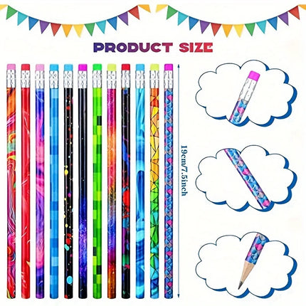 30/60pcs Wooden Pencils with Erasers: Sketching Pencils for Students, Combination Pencils for Writing, School Supplies, Statione