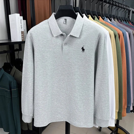 100% cotton fashionable spring autumn new Paul brand embroidered T-shirt men's comfortable skin-friendly long-sleeved polo shirt
