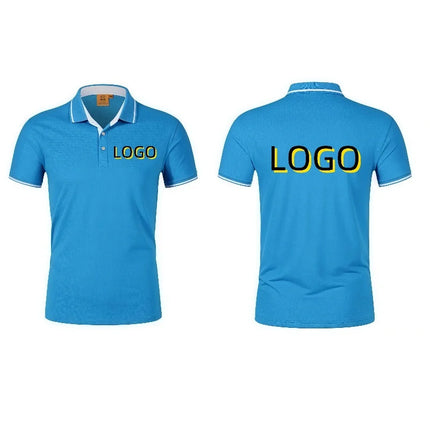 Ice Silk Short Sleeve T-Shirt Summer Work Uniform Logo Printed  Team Culture Polo Shirt  Fashion for Men and Women