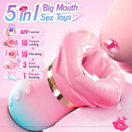 Sucking Vibrator Tongue Licking Sucker Female Oral Clitoris Nipple Stimulator APP Control Vibrating Vacuum Sex Toys for Couples