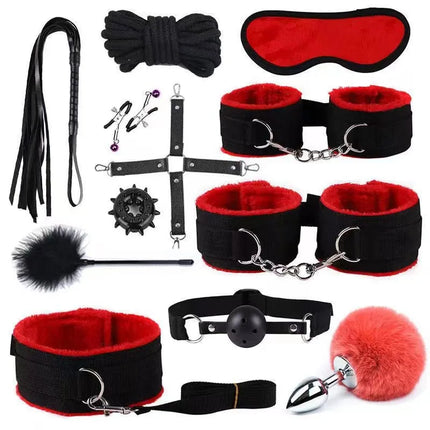 Erotic Sex Toys For Women Adults Games Nylon Bondage BDSM Kits Handcuffs Sex Whip Mouth Gag Rabbit Tail Anal Plug