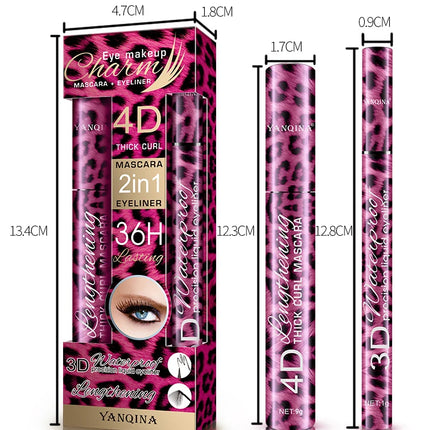 YANQINA Liquid Eyeliner Pencil 4D Waterproof Mascara Set Cosmetics Eye Liner Thick Curling Mascara Eyebrow Pencil Eyes Makeup