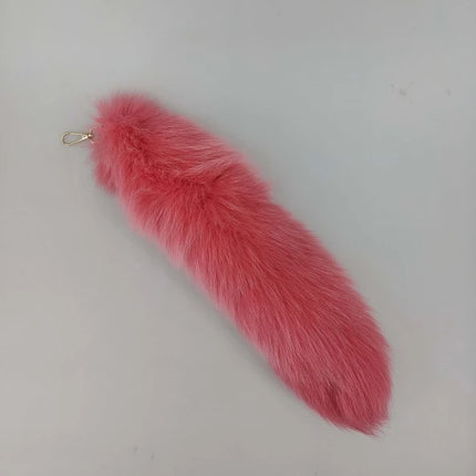 natural fox fur tail keychain furry 2024 chic y2k  beautiful accessory length 40 cm Car Keychains For Women