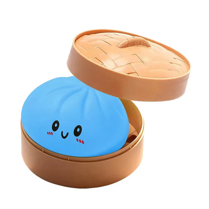 Realistic Colorful Dumpling Squishies with Bamboo Steamer, Ultra Soft and Quick Rebound, Stress Relief Toy, Venting Device