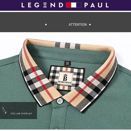Luxury brand short sleeve men's polo shirt summer high-end fashion plaid embroidery lapel casual T-shirt breathable cotton top