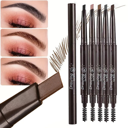 Double Ended Eyebrow Pencil Rotatable Triangle Eye Brow Pen Sweatproof Waterproof Smooth Lasting Beauty With Brush Makeup Tool