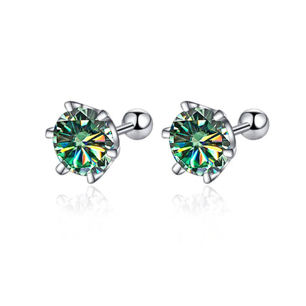 BIJOX STORY 0.5-2ct Moissanite Screw Stud Earrings D Color 925 Sterling Silver Diamond Earrings For Women Wedding Fine Jewelry