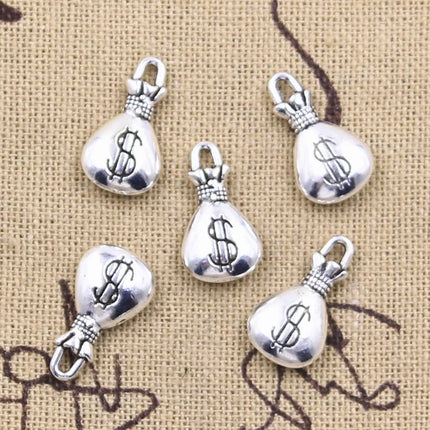 20pcs Charms Wallet Dollar Purse Money 17x9mm Antique Silver Color Pendants DIY Crafts Making Findings Handmade Tibetan Jewelry