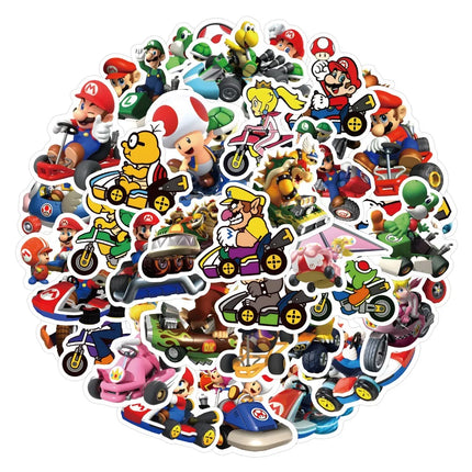 60pcs Mario Kart Cartoon Graffiti Stickers Luggage Water Cup Stationery Scooter Laptop Refrigerator Decoration DIY Decals