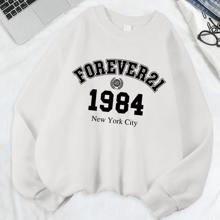 Forever 21 New York City Prints Sweatshirts Women Sporty Hoodies Warm Crewneck Tops Autumn Winter Women Clothes