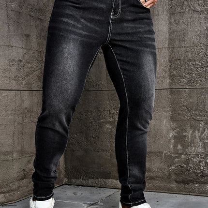 Men Jeans Denim Pants Clothing Trousers Men's Casual Black Washed Slim Fit Stretch Skinny Denim Pants