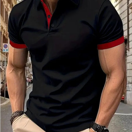 Men's Summer Fashion Simple Stripe Printed Comfortable Breathable Polo Shirt Outdoor Urban Casual Top