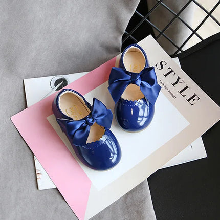 Toddlers Girls Shoes Children's Flats PU Patent Leather Kids Dress Shoes Soft Cute Princess Sweet With Butterfly-knot Bowtie New