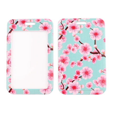 New Sakura Cherry Blossoms Flower lanyard card ID Badge Holder Keychain Pass Gym Mobile Kids Key Holder Key Rings Gift