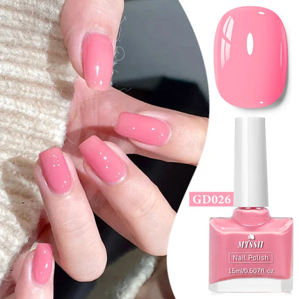 Mtssii 15ml Water-Based Nail Polish Quick Drying,Nude Glitter Red Nail Varnish,Odorless,Durable,Peelable,No-bake Nail Polish