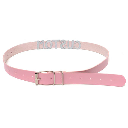 Sexy Punk Leather Customized Rhinestones Letters Waist Belt Belly Chains DIY Personalized Name Waistband Cosplay Body Jewelry