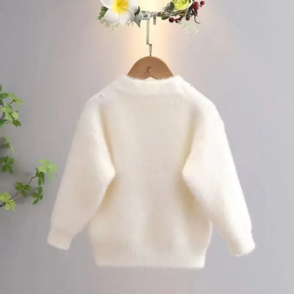 Star Pattern Sweater Girl Winter Cartoon Harajuku Furry Flocking Jumper Casual Loose Pullover Student New Knitted Clothes IY05318