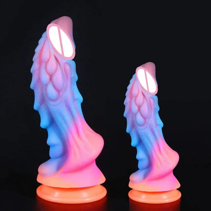 New Luminous Dildos Colourful Glowing Huge Penis G-spot Anal Butt Plug  Shaped Dragon Monster Dildo with Suction Cup Women Toys