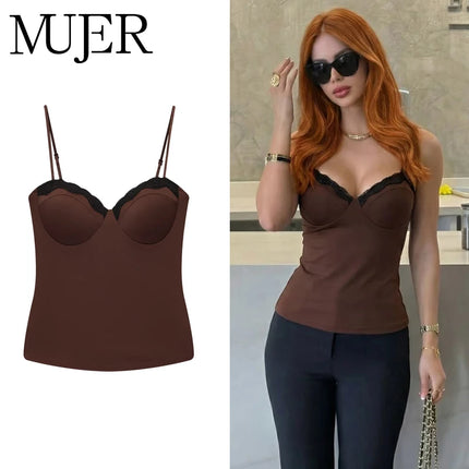 WOMEN Lace Corset Top Women Sexy Backless Crop Top Woman Slip Bustier Tank Tops for Women Camisole Sleeveless Women's Tops