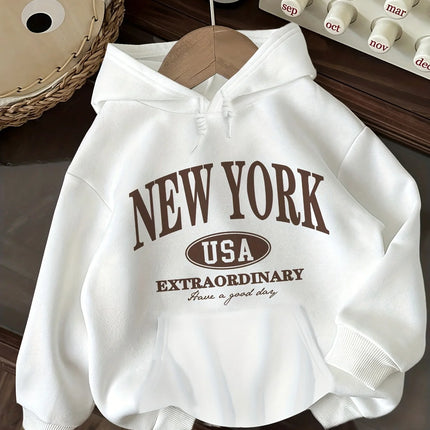 Casual Stylish Women'S Hoodie with Letter Print Long Sleeve Pullover with Kangaroo Pockets Comfortable Stylish Minimalist Design