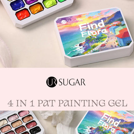 UR SUGAR 4 in 1 16 Colors Pat Painting Gel For Gradient  Stamping Drawing Pattern UV/LED  Gradient Patting Gel Palette