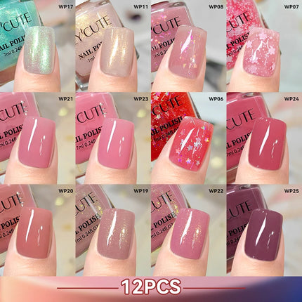 LILYCUTE 7ml 4/6/8/12Pcs Water-Based Nail Polish Set Quick Drying No Lamp Needed Glitter Nail Art Varnish For Nails Manicure