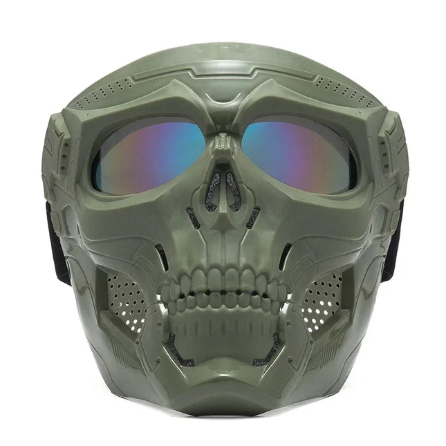 Cycling Colorful Goggles Motorcycle Skull Mask Riding Windproof Full Face Mask Paintball Game Tactical Protective Helmet Mask