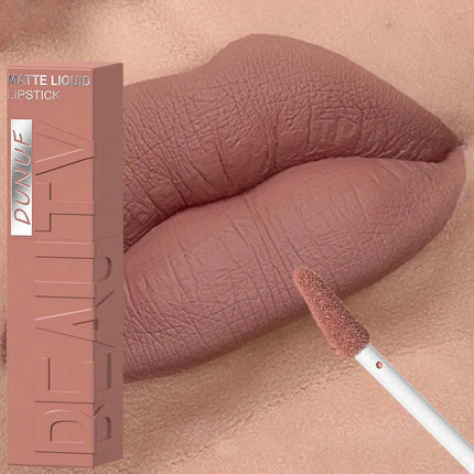DUNUF 1 Pcs Matte Velvet Smooth Easy-to-apply Square Tube Lip Gloss Waterproof Not Easy To Fade Sexy Brown for Women Lip Tint