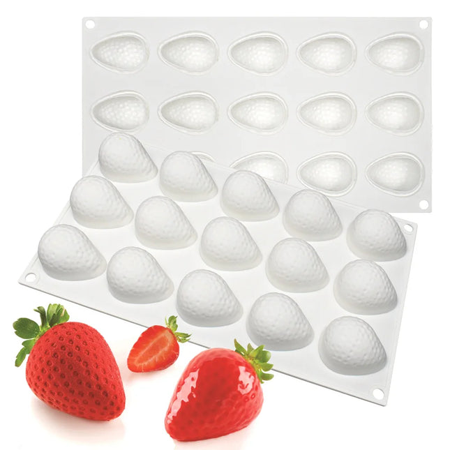 15Holes Strawberry Silicone Molds for Baking Mousse 3D Fruit Chocolate Cake Decoration Mold Kitchen Accessories Tools