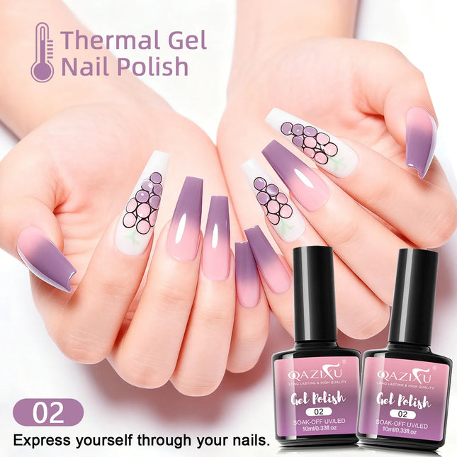 Thermal Gel Nail Polish Thermal Color Changing Gel Polish - Pink Purple Soak Off UV LED Nail Art DIY Temperature Sensitive