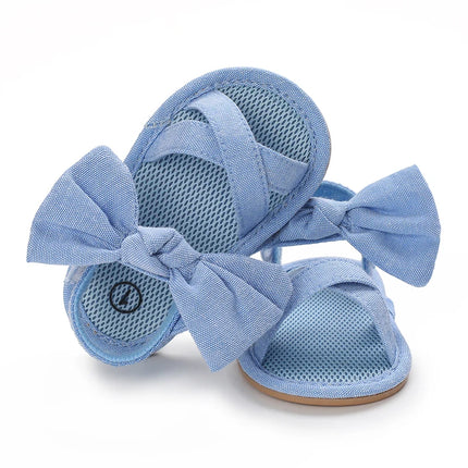 0-18 months cute baby shoes summer small fresh blue bow princess shoes sandals soft and comfortable soles slip walking shoes