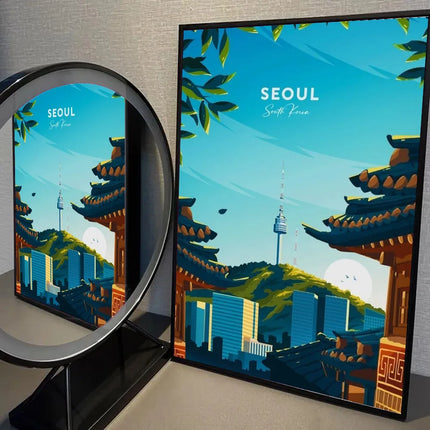 1pc South Korea Travel Poster Self-adhesive Art Waterproof Paper Sticker Coffee House Bar Room Wall Decor