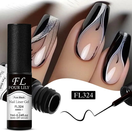 1/2pcs Nail Liner Gel Polish Kit Black White Gold Silver DIY Nail Supplies French Nails Design UV/LED Drawing Painting Gel Glue