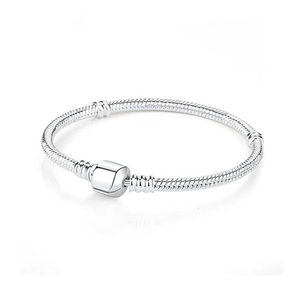 Original 925 Sterling Silver Bracelets Bangles Love Heart Clip Charms Beads Snake Chains For Women Rose Gold DIY Luxury Jewelry