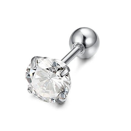1 piece Stainless steel 4 Prong Zircon Ear Studs Earrings For Women/Men Tragus Cartilage Standard Lobe Daith Piercing Jewelry