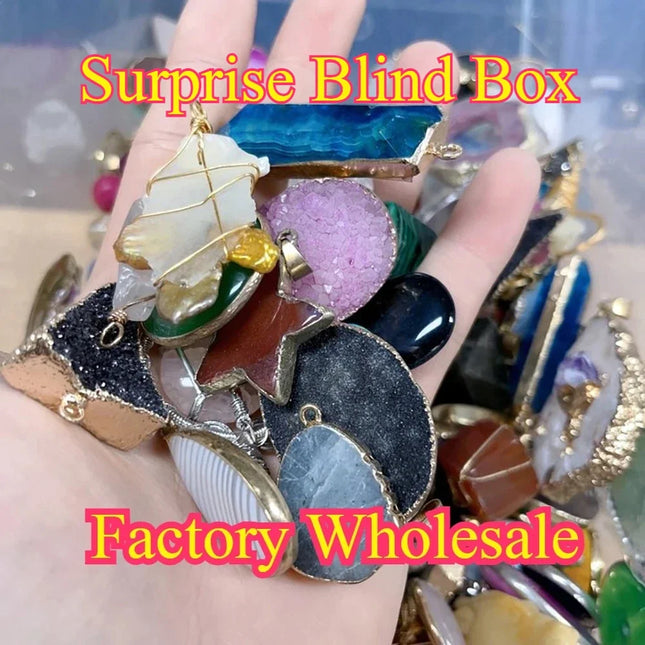 3pcs Blind Box Randomly Surprise Natural Stone Pendant Gemstone Jewelry Make DIY Earring Necklace Bracelet Accessories Wholesale