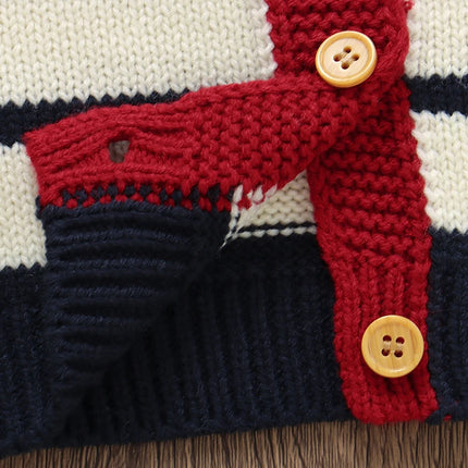 Baby Sweaters Clothes Fashion Stripes Infant Kids Boys Girls V Neck Long Sleeve Knitted Jackets & Coats Toddler Outwear Cradigan