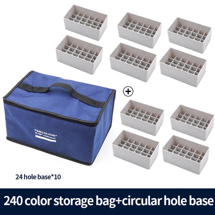 FINECOLOUR Large Capacity Zipper Pen Bag Art Markers Canvas Storage Navy Blue Bag Hold With base 120/168/240Pcs Markers Pen