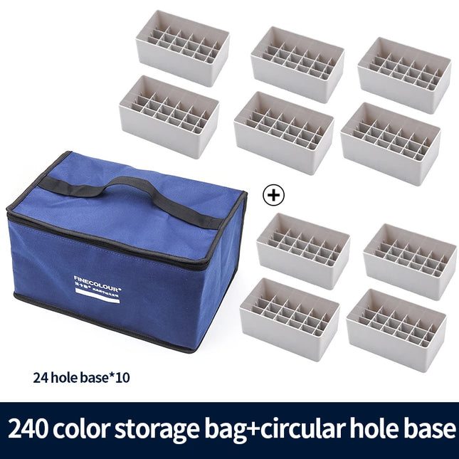 FINECOLOUR Large Capacity Zipper Pen Bag Art Markers Canvas Storage Navy Blue Bag Hold With base 120/168/240Pcs Markers Pen