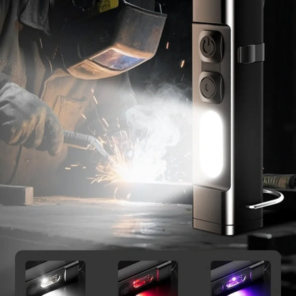 Mini Keychain LED Flashlight USB Rechargeable Waterproof Magnetic EDC Torch Pocket Light for Outdoor Camping Hiking Emergency