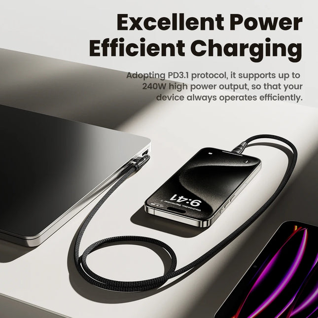 Toocki 240W High Power USB C to Type C Cable for Laptop iPhone 15 PD3.1 Fast Charging Elbow Dual C Cable Temp Control Data Cord