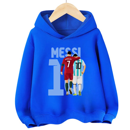 Autumn Soccer Star Messi Cartoon Printed Children's Hoodie Long-sleeved Sweatshirt Casual Top for Boys and Girls Kid Pullover