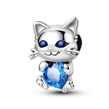 Charms 925 Sterling Silver Cute Cat Collection Charms Beads Paw Print Pendant Beads Fit Original DIY Bracelet Gift Women Jewelry