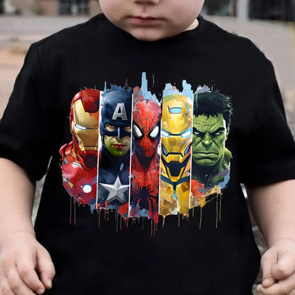 Summer Spider-Man Kids' T-shirt Comfortable Pure Cotton Patterned Short-sleeved Parent-child Outfit for Boys and Girls