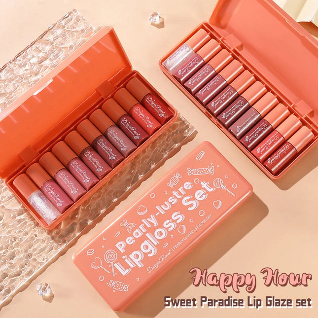 Mini 10 Colors Liquid Lip Gloss Waterproof Non-stick 24 Hours Long Lasting Mirror Lipstick Set Lip Gloss Cosmetic Makeup Care
