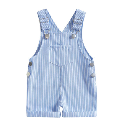 0-3Y Summer Toddler Baby Boys Girls Stripe Print Rompers Overalls Casual Sleeveless Button Playsuit Shorts Fashion Outfits