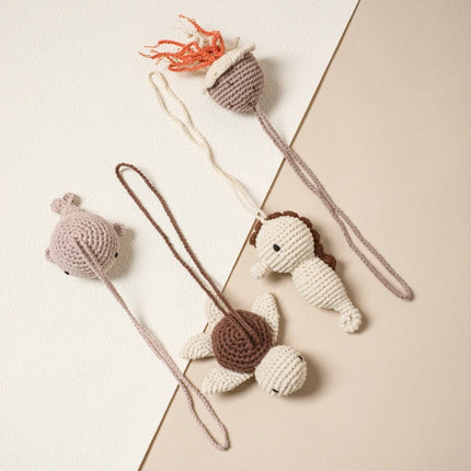 1pc Play Gym Pendant for Kids Crochet Rattle Ocean Montessori Crochet Rattle Children's Toys Mobile Bell Ring Wooden Babies Gym