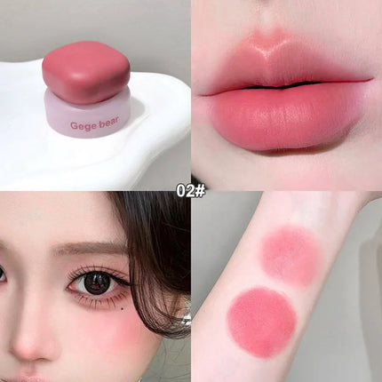 Matte Velvet Mist Cheek Lip Mud Natural Nude Multi-purpose Blush Orange Brown Solid Lip Gloss Tint Lasting Shading Korean Makeup