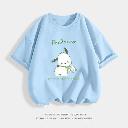 Pure Cotton Children's T-shirt 2026 Cute and Fun Pacha Dog Cartoon Printed Western-style Parent-child Outfit for Boys and Girls